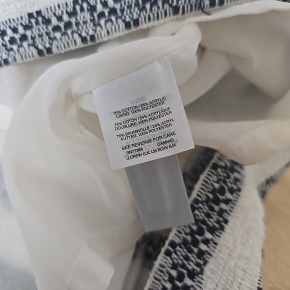 J. Crew Striped Tweed Sheath White Blue Nautical Dress Size 4 V Neck Office - Picture 4 of 9